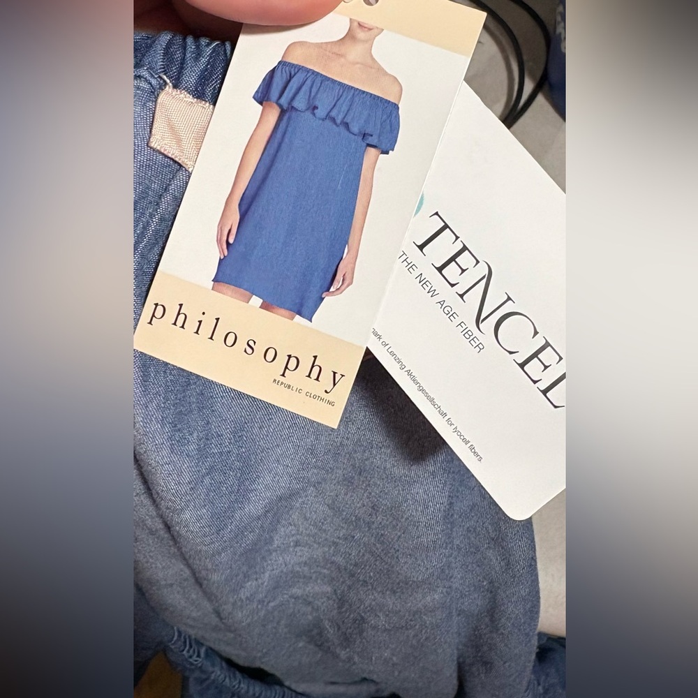 Philosophy Chambray Blue Ruffle-Trim Dress - Picture 4 of 4